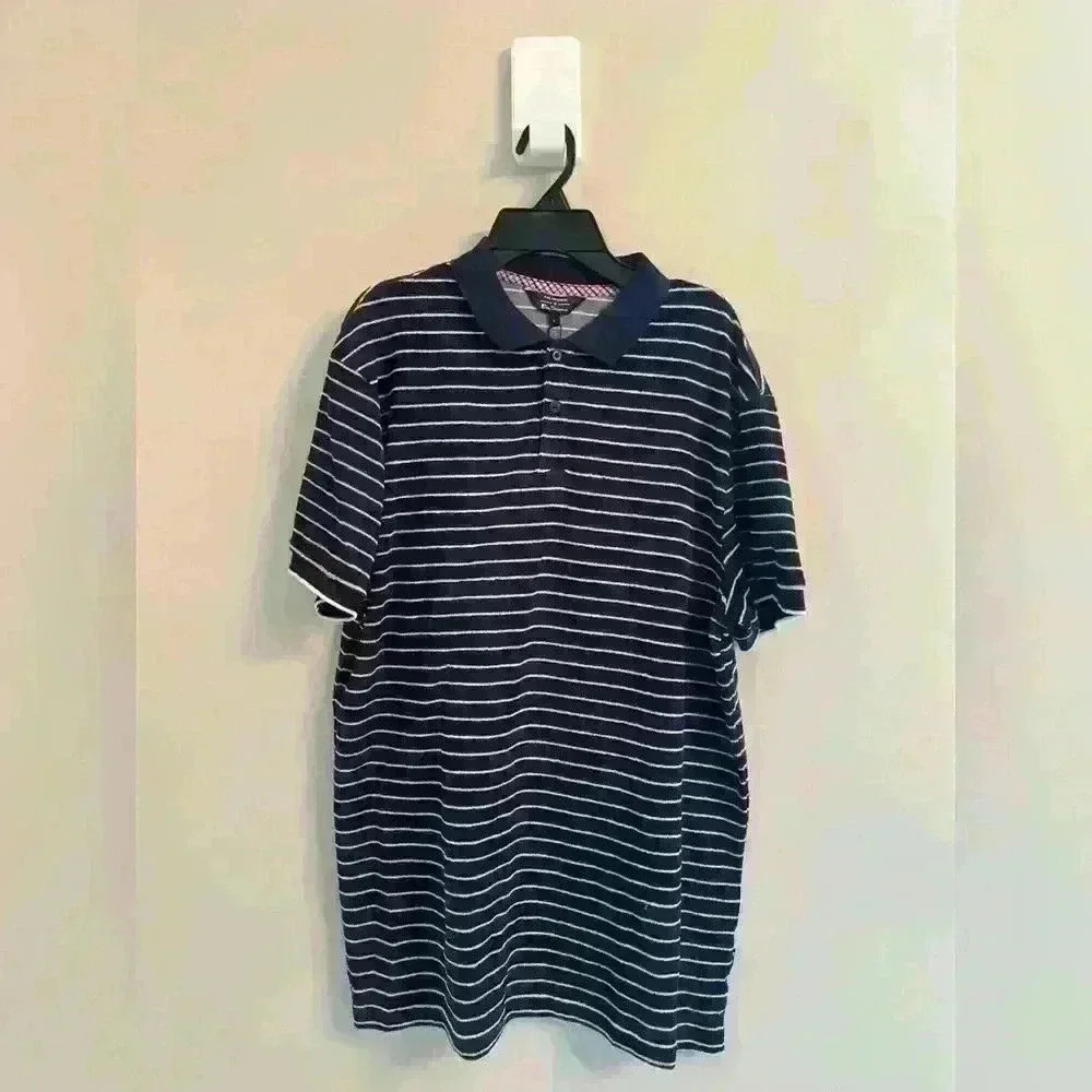 Ben Sherman Polo. Navy Blue striped.  Size L. New with tags.
